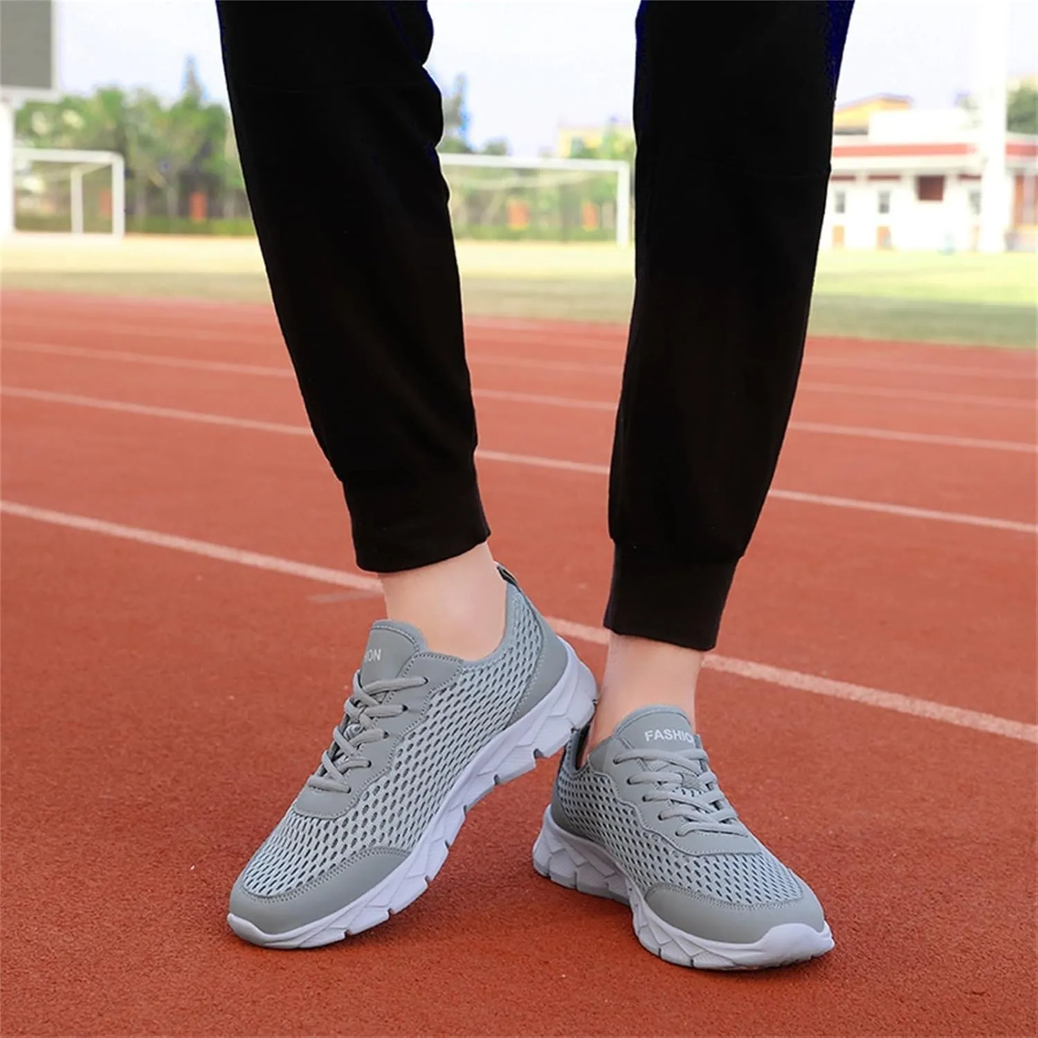 Cathalem Walking Shoes for Men Woven Orthopedic Breathable Sneakers Slip On Arch Support Walking Shoes Casual Running Shoes
