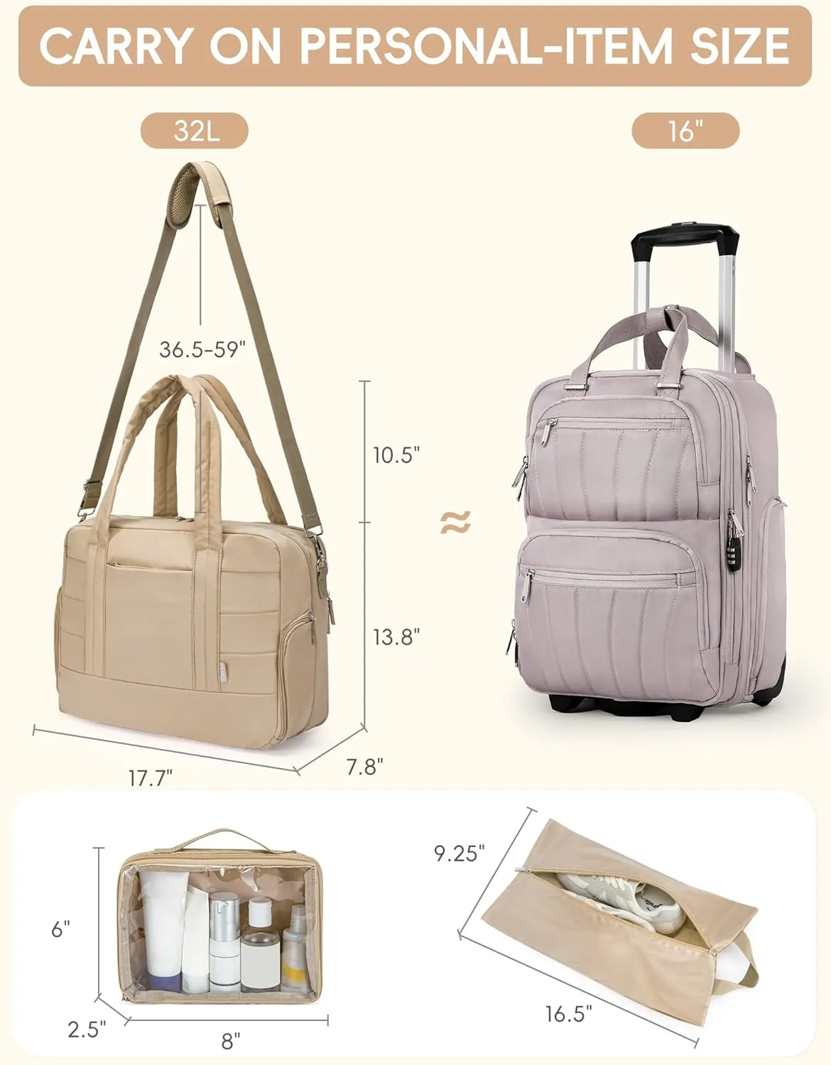 CLUCI Duffle Bag for Business Travel, Weekender Puffer Carry On With Shoe Compartment, Overnight Women's Bag With Laptop Storage