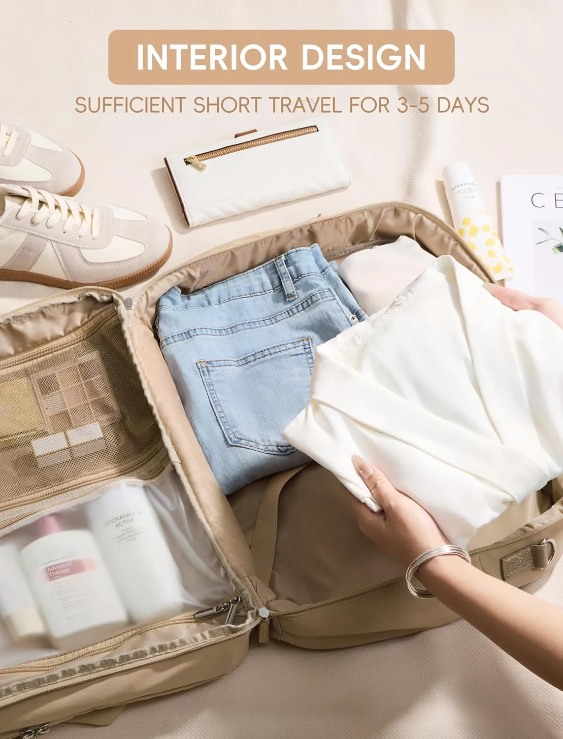 CLUCI Duffle Bag for Business Travel, Weekender Puffer Carry On With Shoe Compartment, Overnight Women's Bag With Laptop Storage