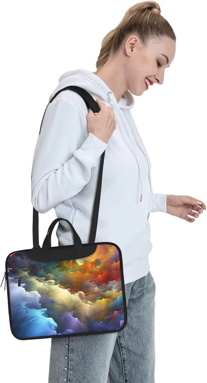 colorful cloud layer Print Laptop Shoulder Bag With Shoulder Strap Briefcase Slim Computer Bag For Women Men