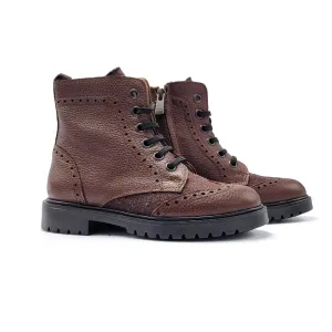 Confetti Mocha Wool Brown Lace Bootie 3550