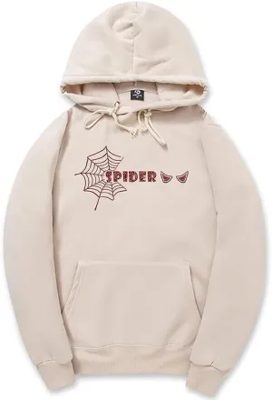 CORIRESHA Unisex Y2K Spider Web Hoodie Casual Long Sleeve Drawstring Basic Halloween Sweatshirt