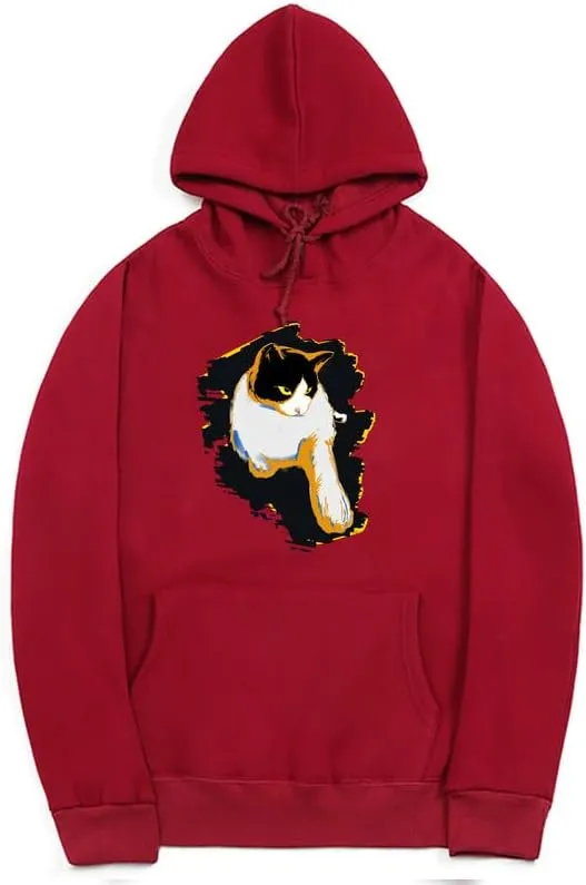CORIRESHA Women's Teen Cute Cat Hoodie Long Sleeve Drawstring Casual Cotton Sweatshirt