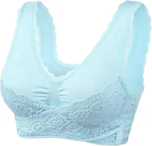 Corset Bra Front Cross Side Buckle Lace Bras, Kendally Bras for Older Women Breathable Push Up Comfy Bra Wireless Bralette