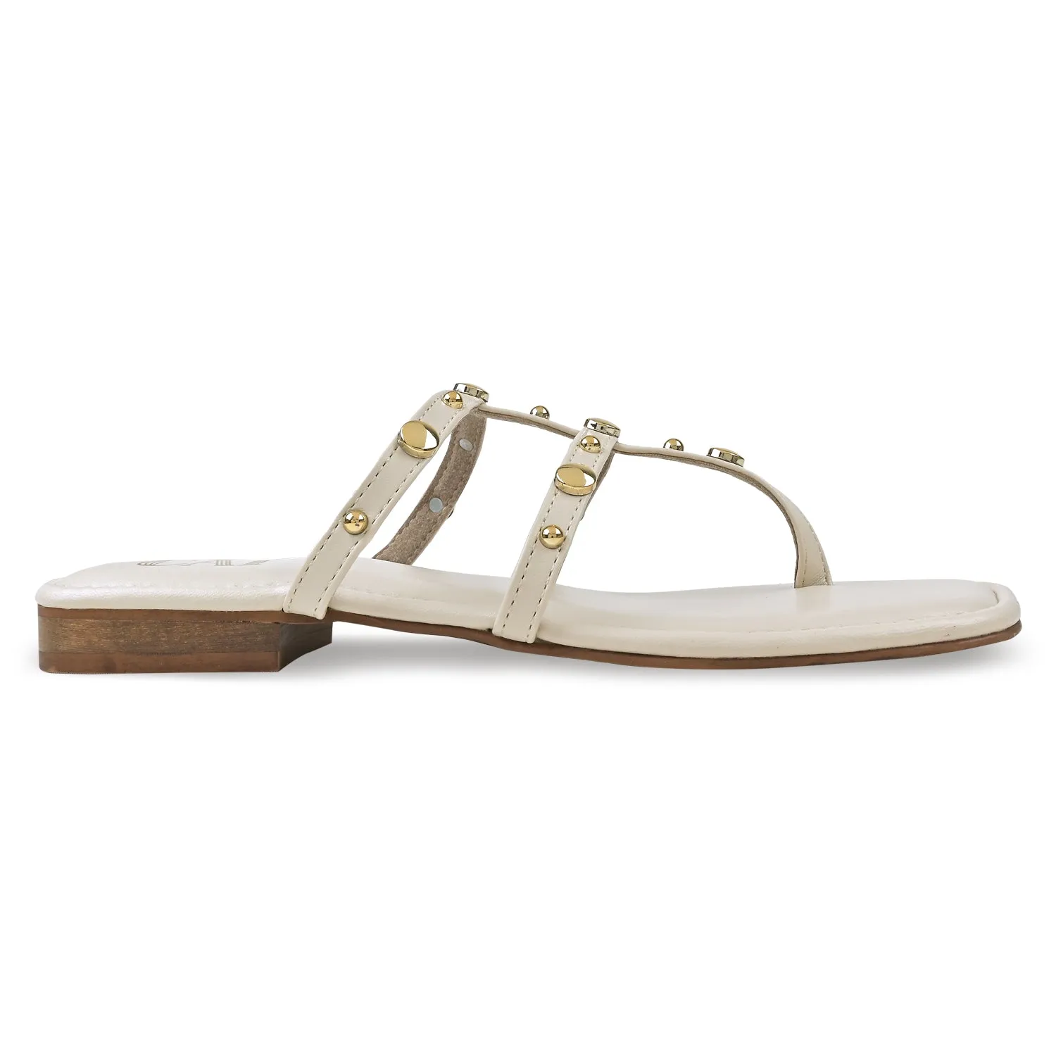 Cream Rivet Flats