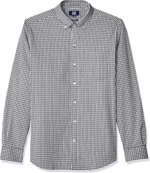 Cutter & Buck Men's Wrinkle Resistant Stretch Long Sleeve Button Down Shirt, Liberty Navy Gingham, Large Tall