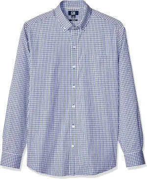 Cutter & Buck Men's Wrinkle Resistant Stretch Long Sleeve Button Down Shirt, Tour Blue Gingham, Large Tall