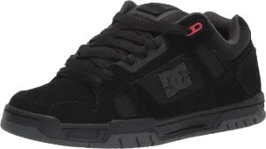 DC Men's Stag Low Top Skate Shoe, Black/Grey/RED, 11
