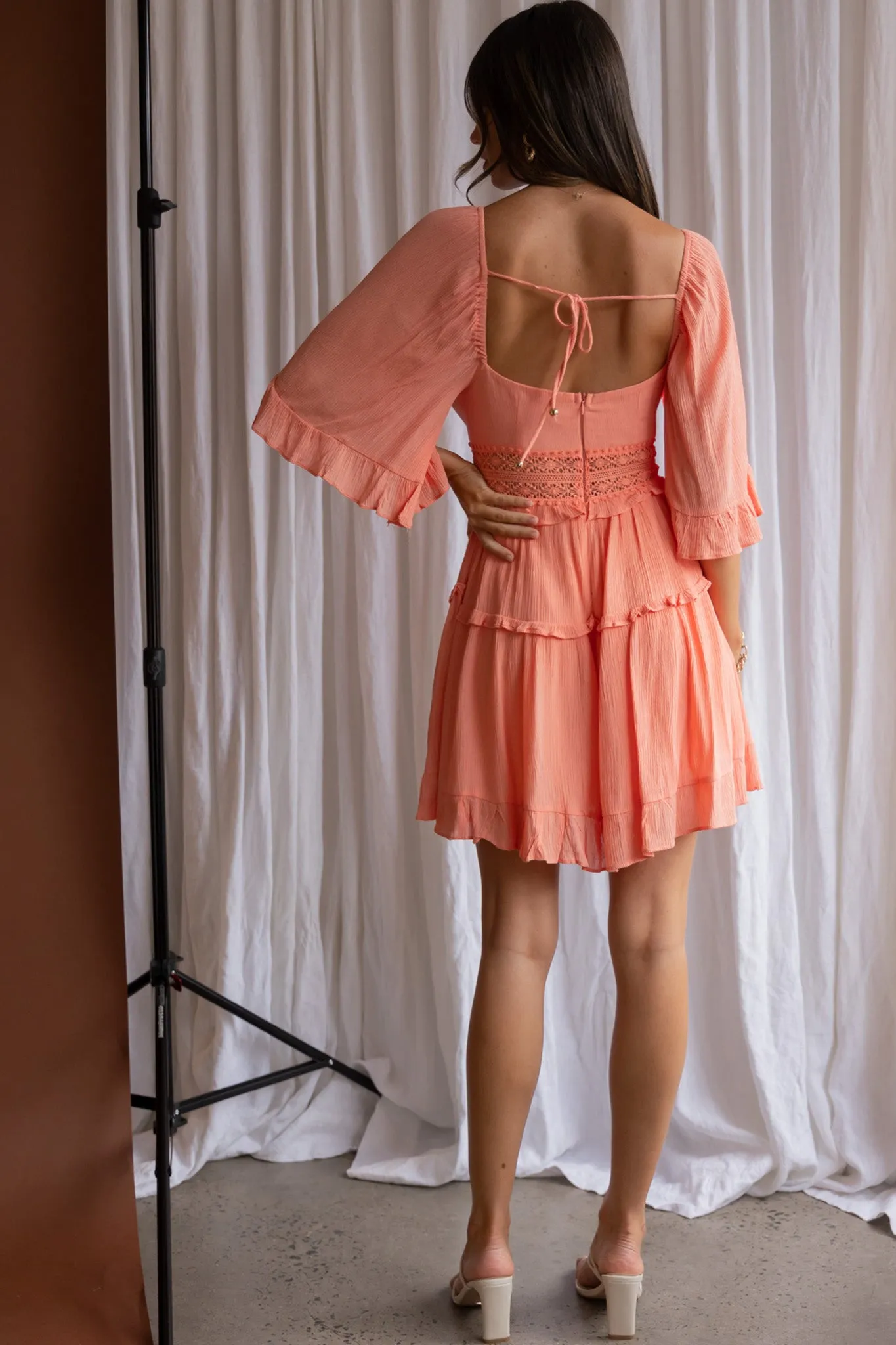 Desert Rose Bell Sleeve Mini Dress Blush