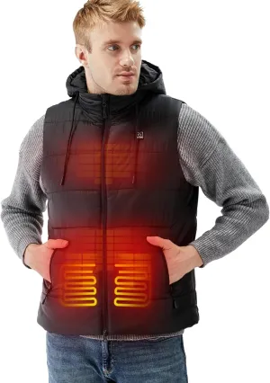 DEWBU Heated Vest with 12V Battery Pack, Multiple Power Supply Methods Lightweight Heated Clothes with Detachable Hood