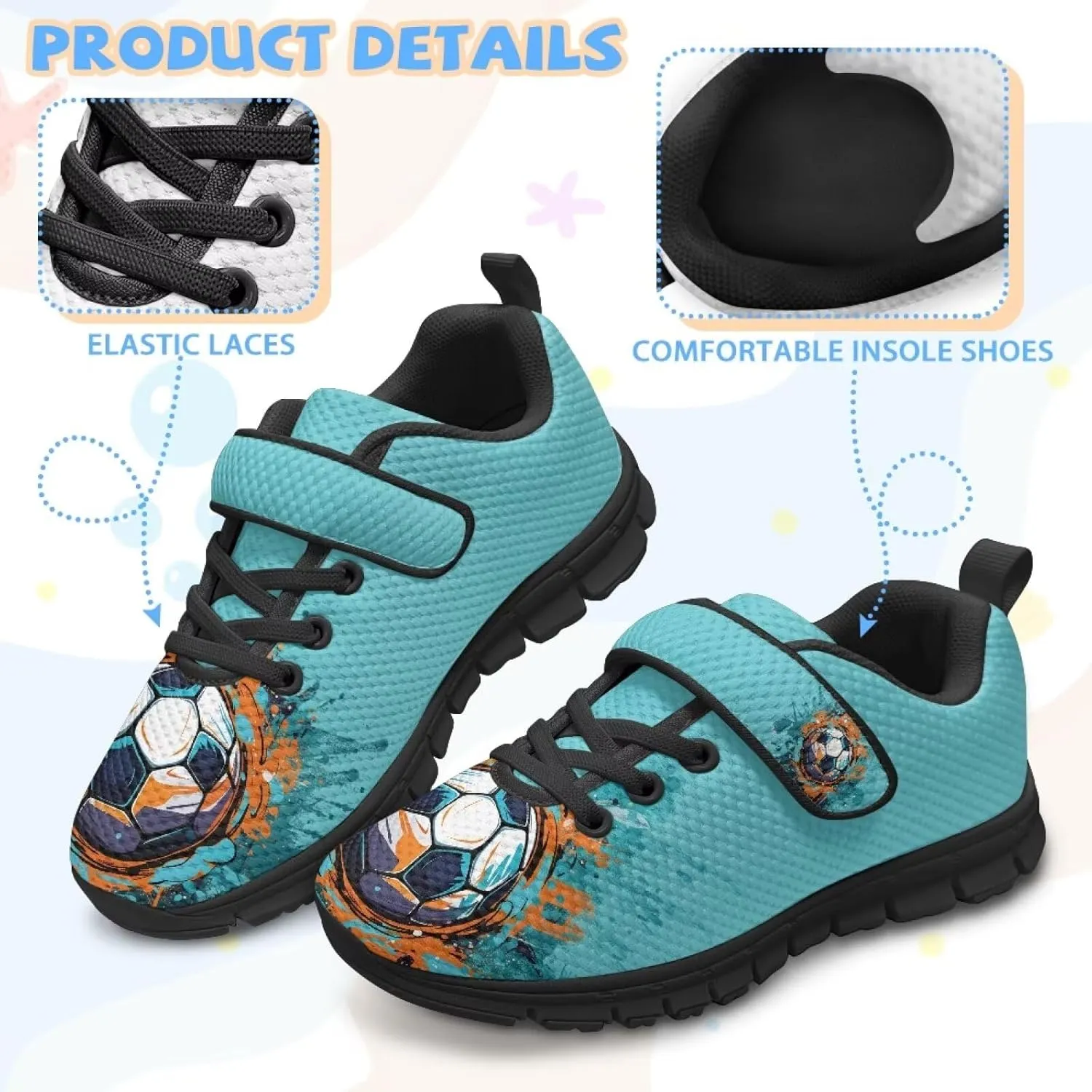 Elastic Boys Running Shoes Slip On Sneakers for Indoor Outdoor
