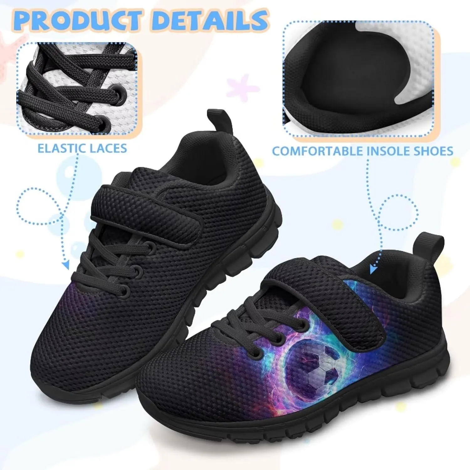 Elastic Boys Running Shoes Slip On Sneakers for Indoor Outdoor