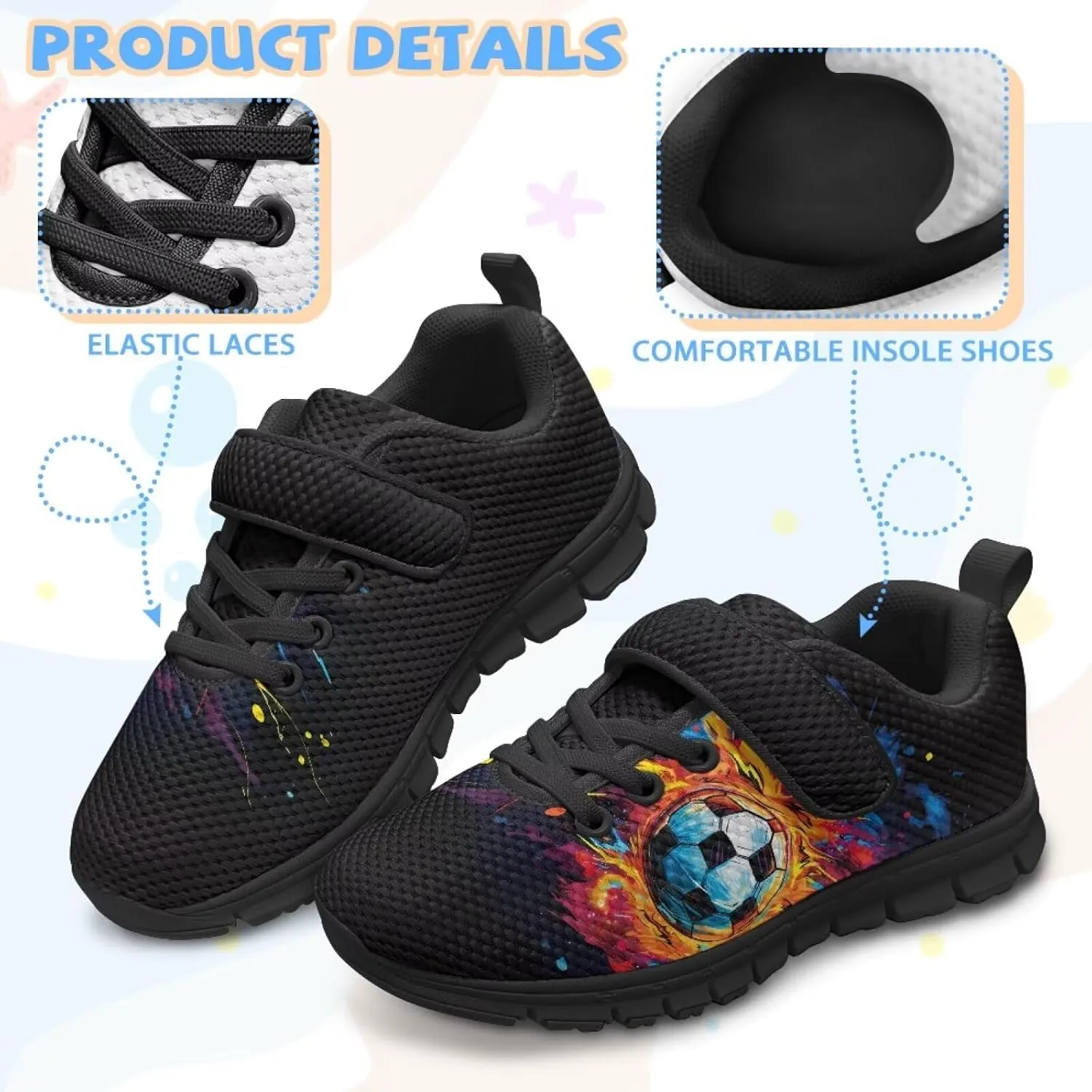 Elastic Boys Running Shoes Slip On Sneakers for Indoor Outdoor