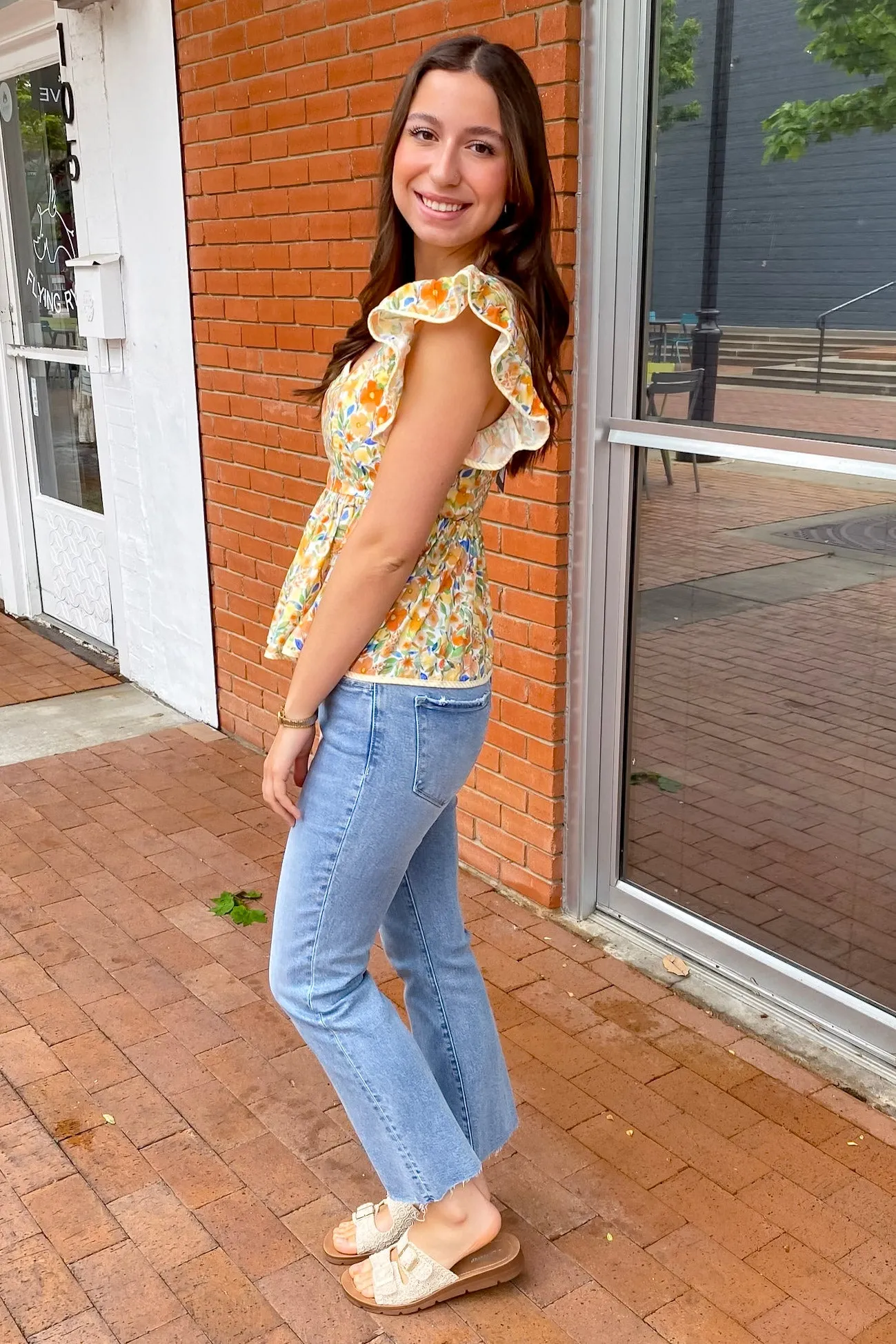 Enjoy the Moments Floral Print Yellow Top