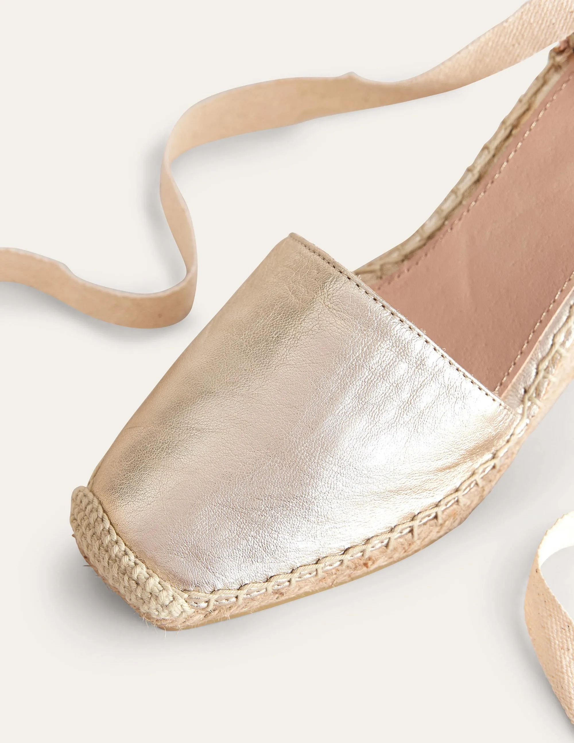 Esme Espadrille Wedges-Gold Metallic Leather