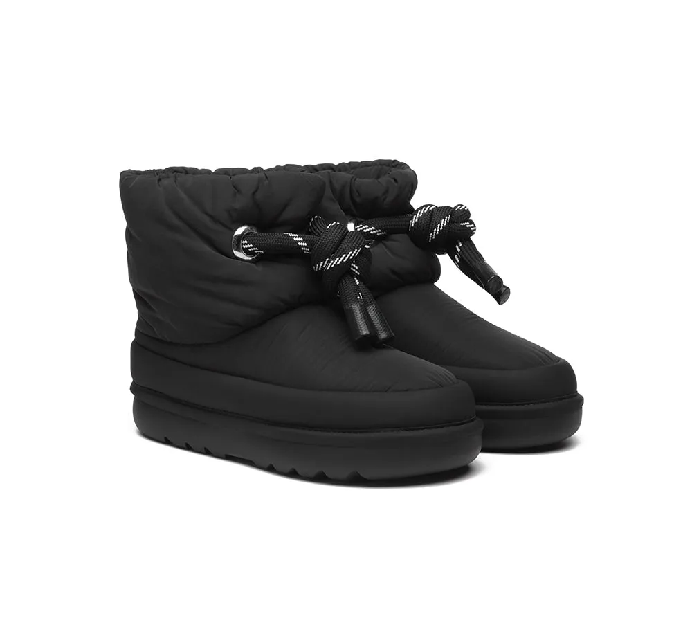 EVERAU® UGG Women Sheepskin Wool Waterproof Adjustable Drawstring Ankle Boots Delabra