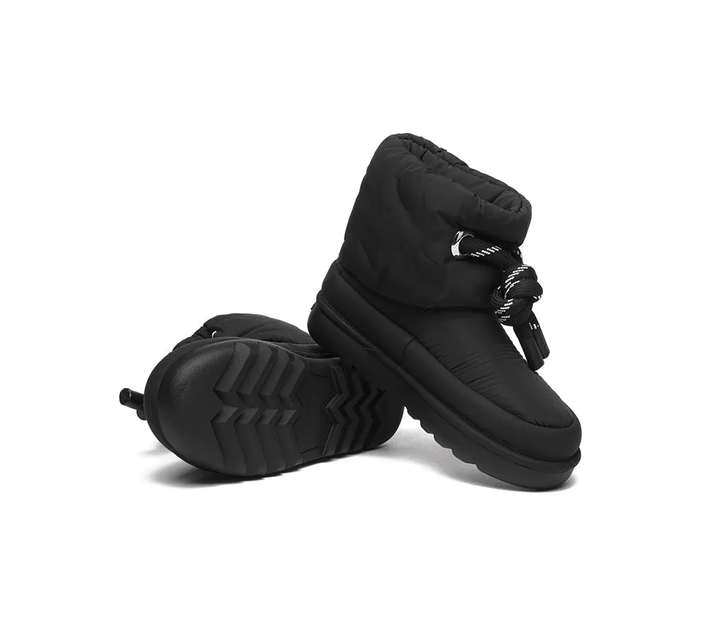 EVERAU® UGG Women Sheepskin Wool Waterproof Adjustable Drawstring Ankle Boots Delabra