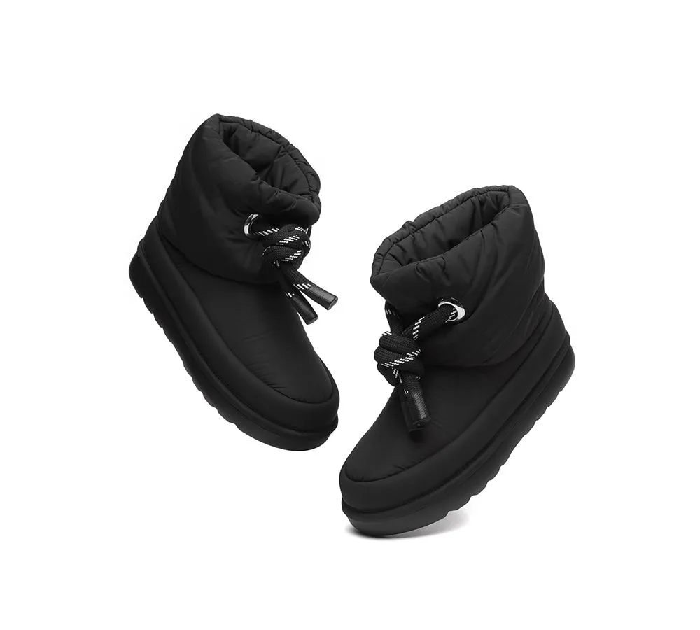 EVERAU® UGG Women Sheepskin Wool Waterproof Adjustable Drawstring Ankle Boots Delabra