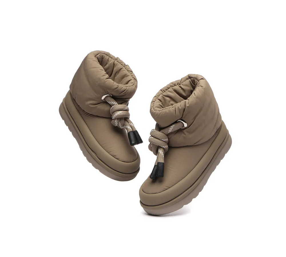 EVERAU® UGG Women Sheepskin Wool Waterproof Adjustable Drawstring Ankle Boots Delabra