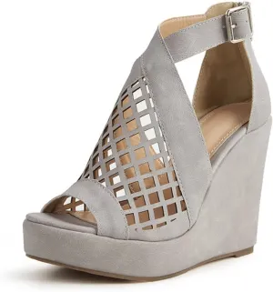 Fashion Summer Wedges Women Sandals, Ladies Platform Wedges Sandals High Heels Shoes, Open Toe (Color : Grey, Size : 8.5)