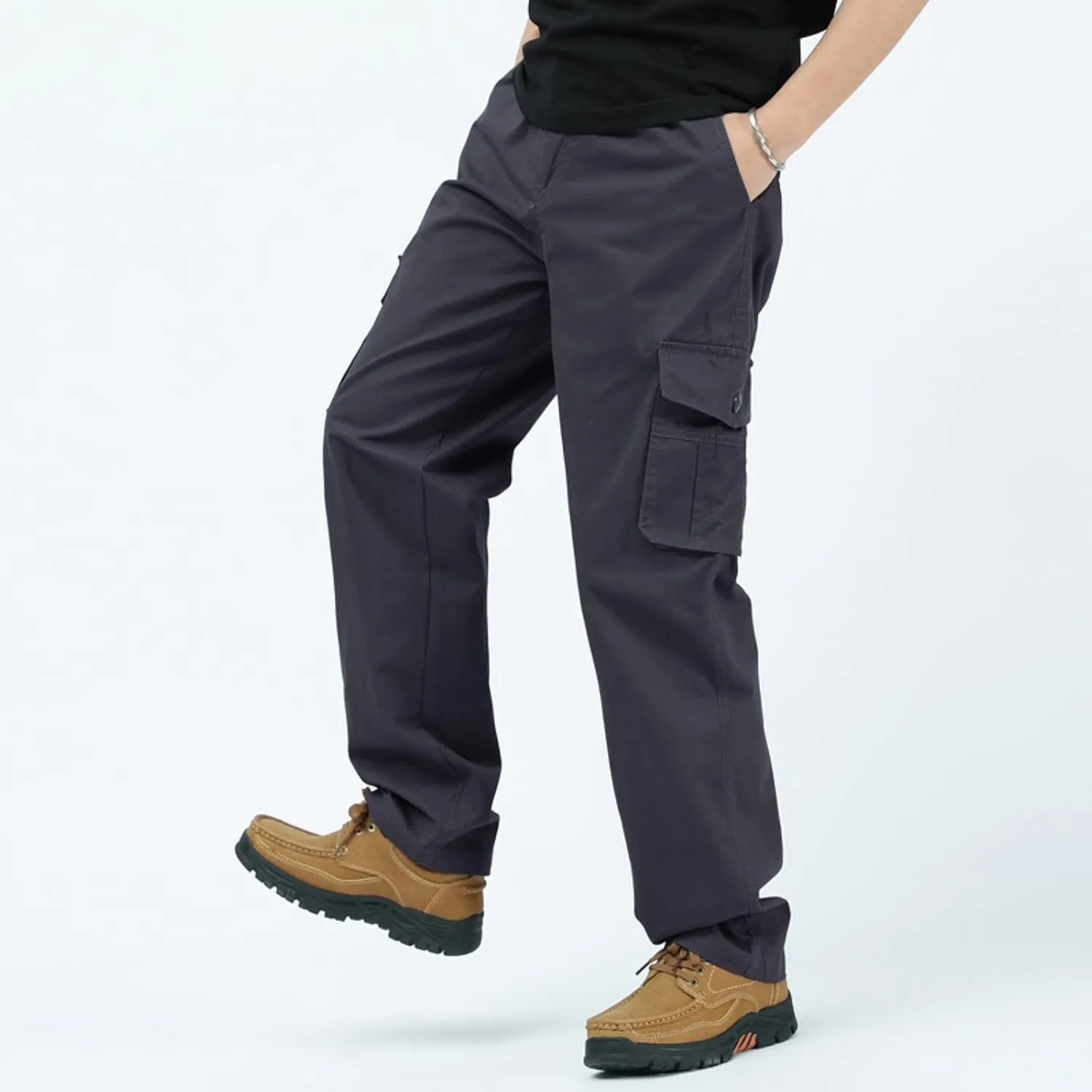 GIERIDUC Men's Water Resistant Hiking Pants Mens Loose Fit Corduroy Pants Loose Cargo Pants for Men Light Tan Corduroy Pants