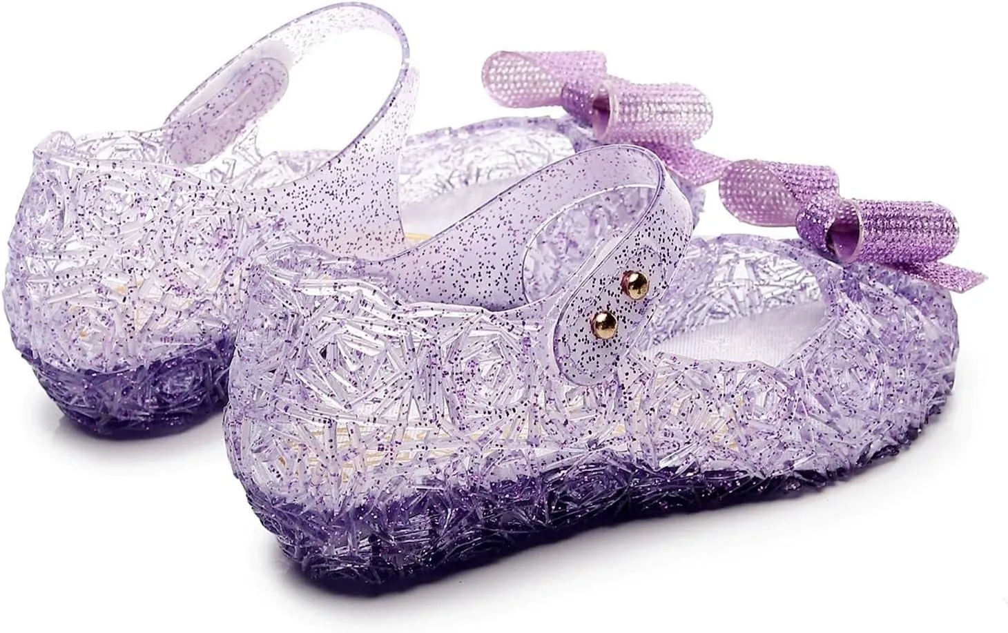 Glitter Jelly Sandals for Girls Kids Dance Party Cosplay Birthday Dress Up Shoes Bowknot Princess Flat Fancy Mary Jane Shoes