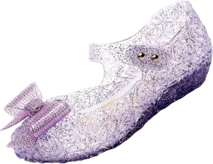Glitter Jelly Sandals for Girls Kids Dance Party Cosplay Birthday Dress Up Shoes Bowknot Princess Flat Fancy Mary Jane Shoes