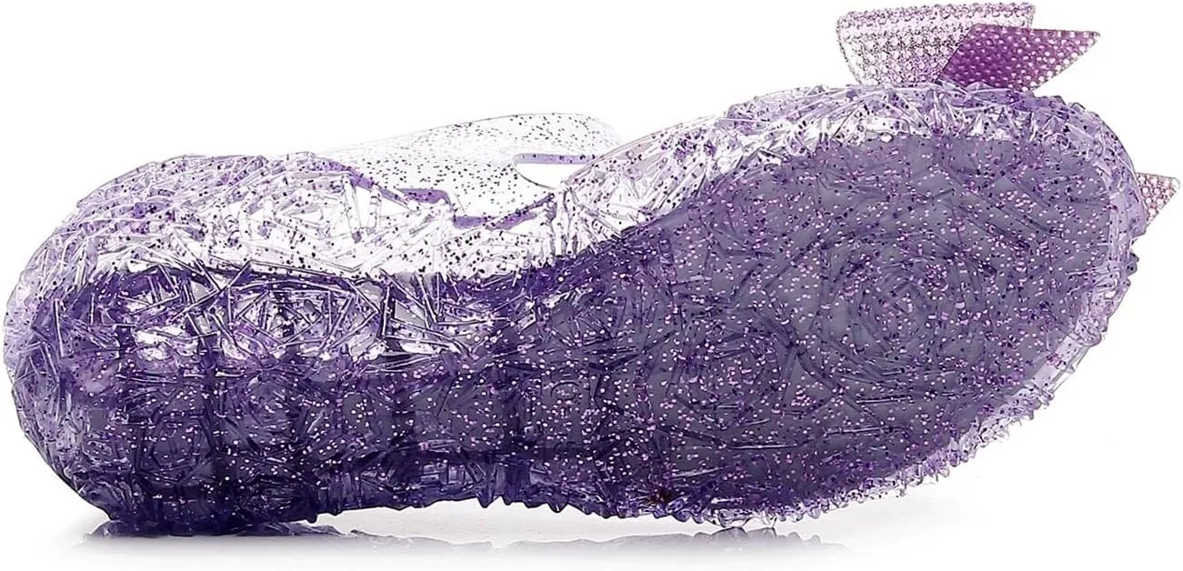 Glitter Jelly Sandals for Girls Kids Dance Party Cosplay Birthday Dress Up Shoes Bowknot Princess Flat Fancy Mary Jane Shoes