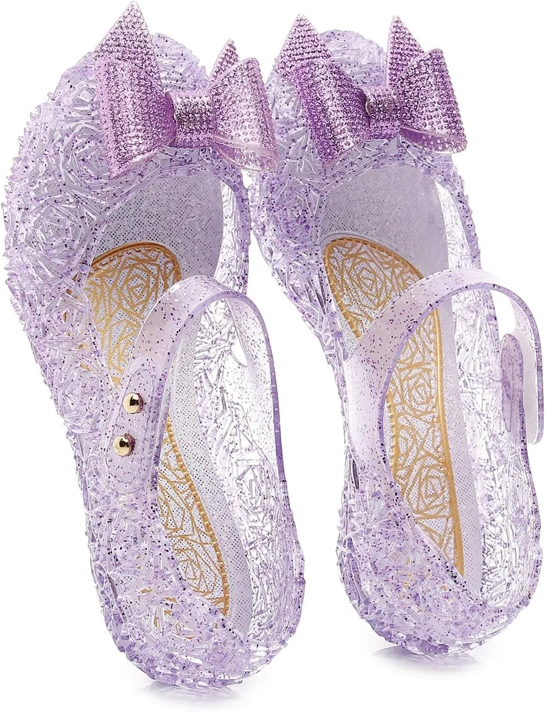 Glitter Jelly Sandals for Girls Kids Dance Party Cosplay Birthday Dress Up Shoes Bowknot Princess Flat Fancy Mary Jane Shoes