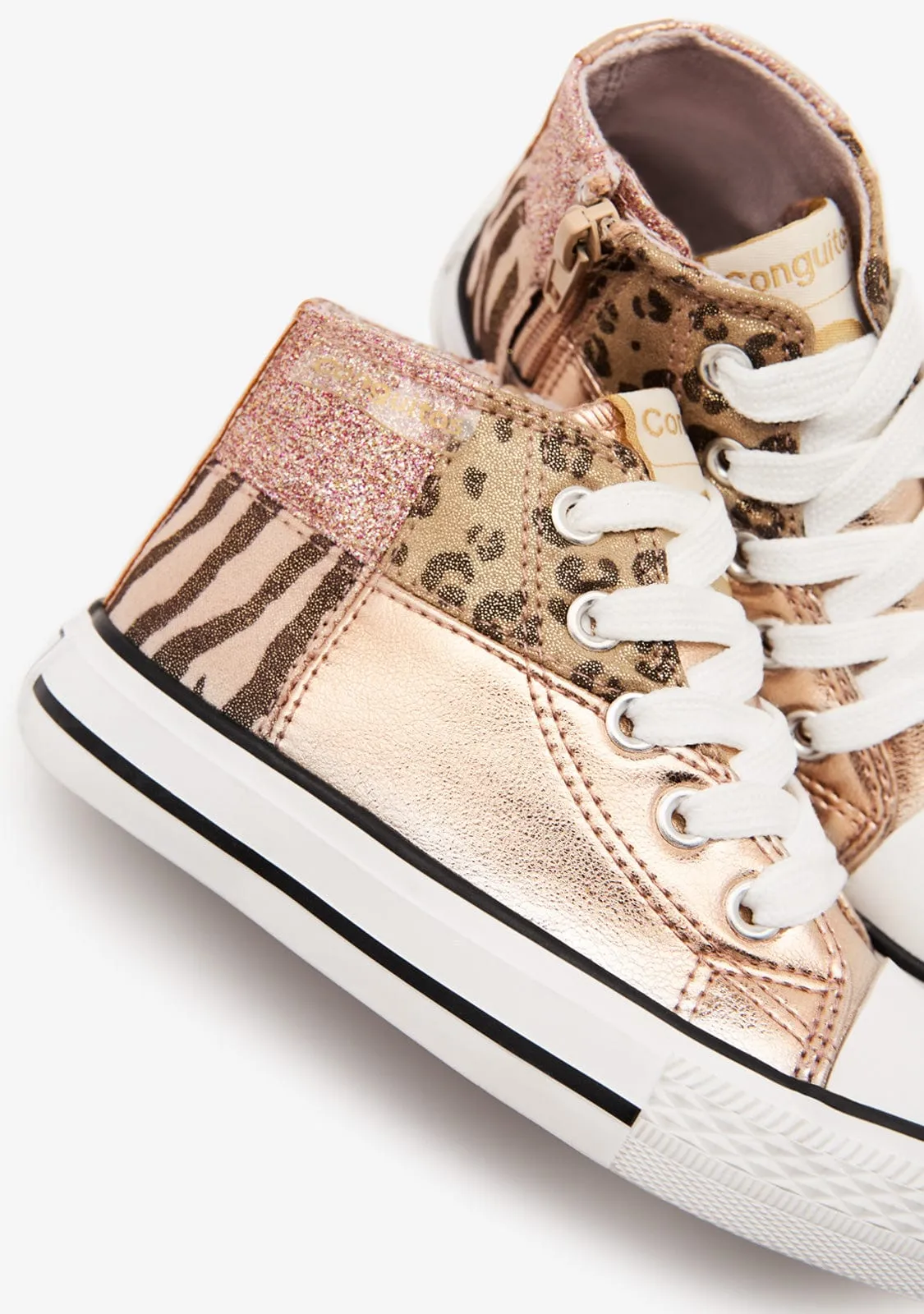 Gold Patchwork High Top Sneakers
