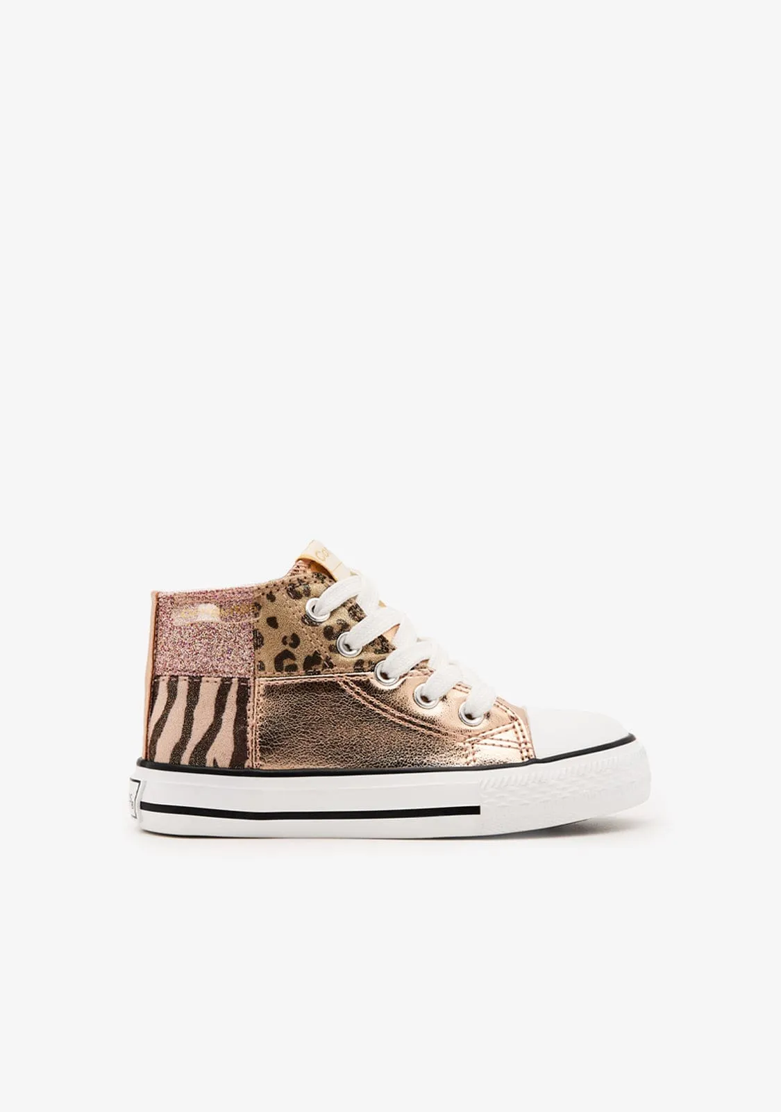 Gold Patchwork High Top Sneakers