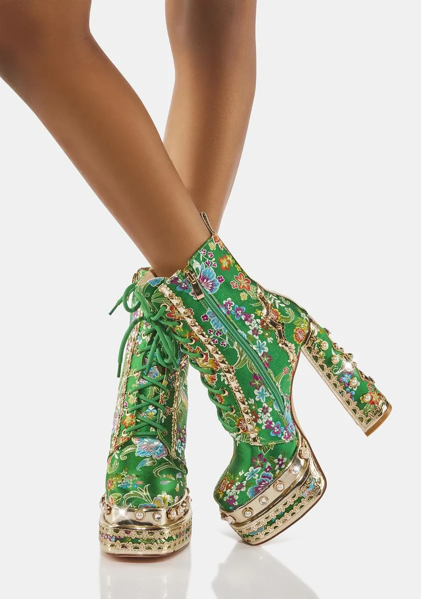 Green Richie Rich Ankle Booties