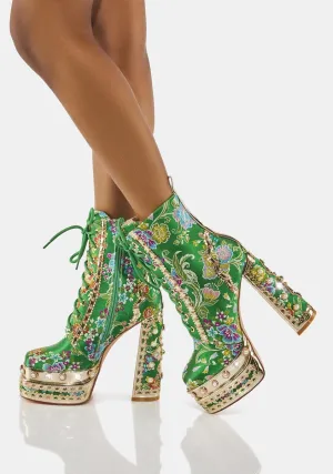 Green Richie Rich Ankle Booties