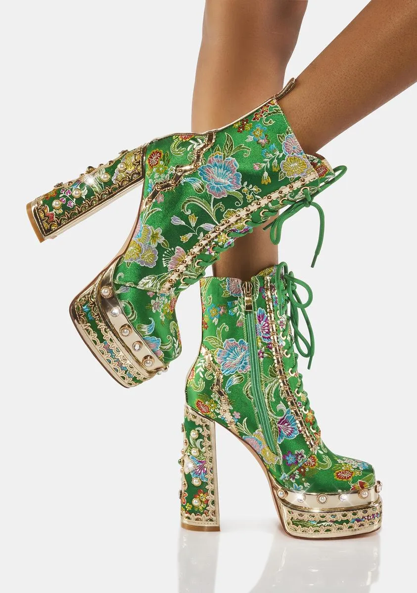 Green Richie Rich Ankle Booties