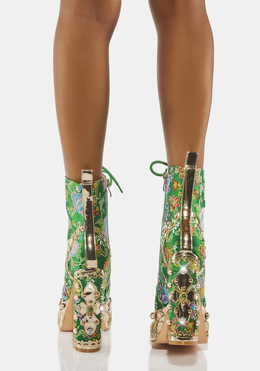 Green Richie Rich Ankle Booties