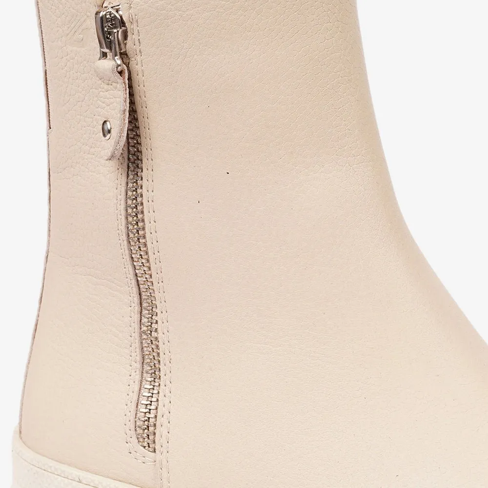Greyder Women's High Zip up Boots in Ecru