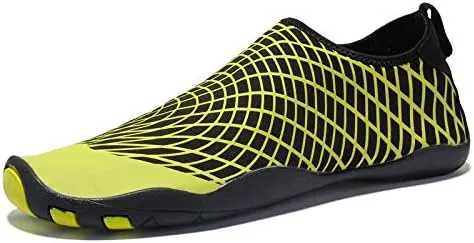 HANDA Water Shoes for Women and Men, Barefoot Quick-Dry Lightweight Drainage Sole Slip-on Aqua Shoes for Sport Beach Swim Surf Yoga Pool Exercise (8.5 Women/7.5 Men, Yellow)