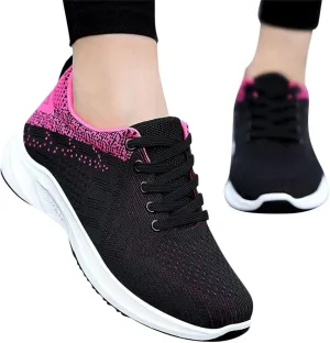 Hbeylia Women Workout Running Shoes Lace Up Lightweight Mesh Tennis Walking Gym Shoes Comfortable Breathable Memory Foam Fashion Summer Autumn Nonslip Athletic Sport Sneakers
