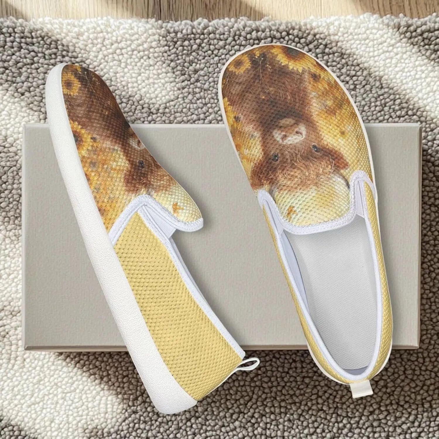 Highland Cattle Work Loafer for Women Running Dress Flats Leisure Loafers Driving Walking Shoes