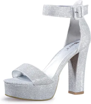 IDIFU IN5 Sabrina Platform Block Chunky High Heels Ankle Strap Heeled Sandals Sexy Wedding Party Dress Shoes for Women Open Toe Heels