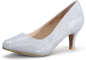 IDIFU Women's Classic Low Heels Dress Pumps 2 Inch Kitten Heel Round Toe Office Wedding Shoes