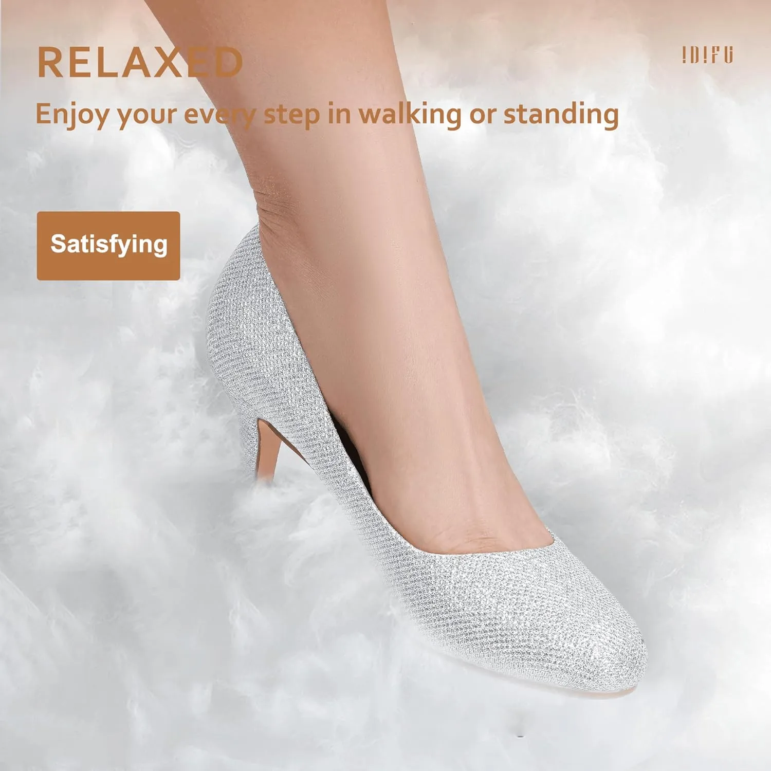 IDIFU Women's Classic Low Heels Dress Pumps 2 Inch Kitten Heel Round Toe Office Wedding Shoes