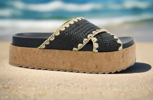 IN ORDER Black Woven Sandal