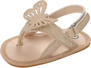 Infant Baby Girls Butterfly Sandals Newborn Prewalkers Toddler First Walking Summer Soft Sole Flat Beach Shoes