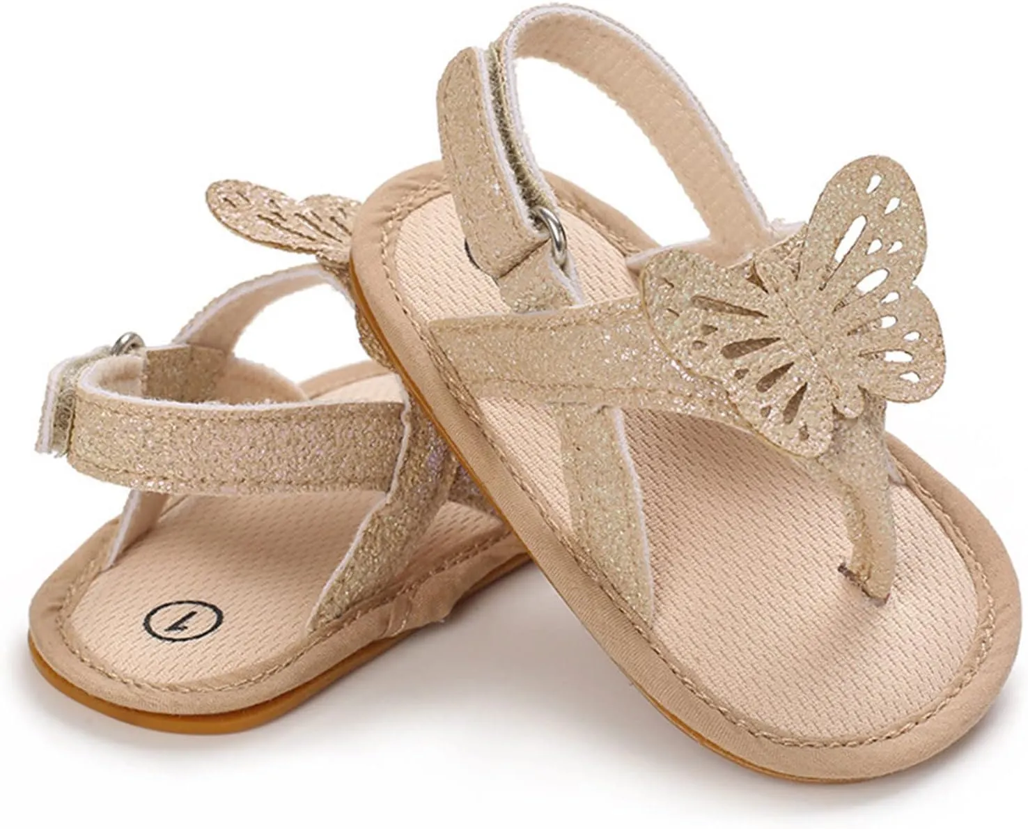 Infant Baby Girls Butterfly Sandals Newborn Prewalkers Toddler First Walking Summer Soft Sole Flat Beach Shoes