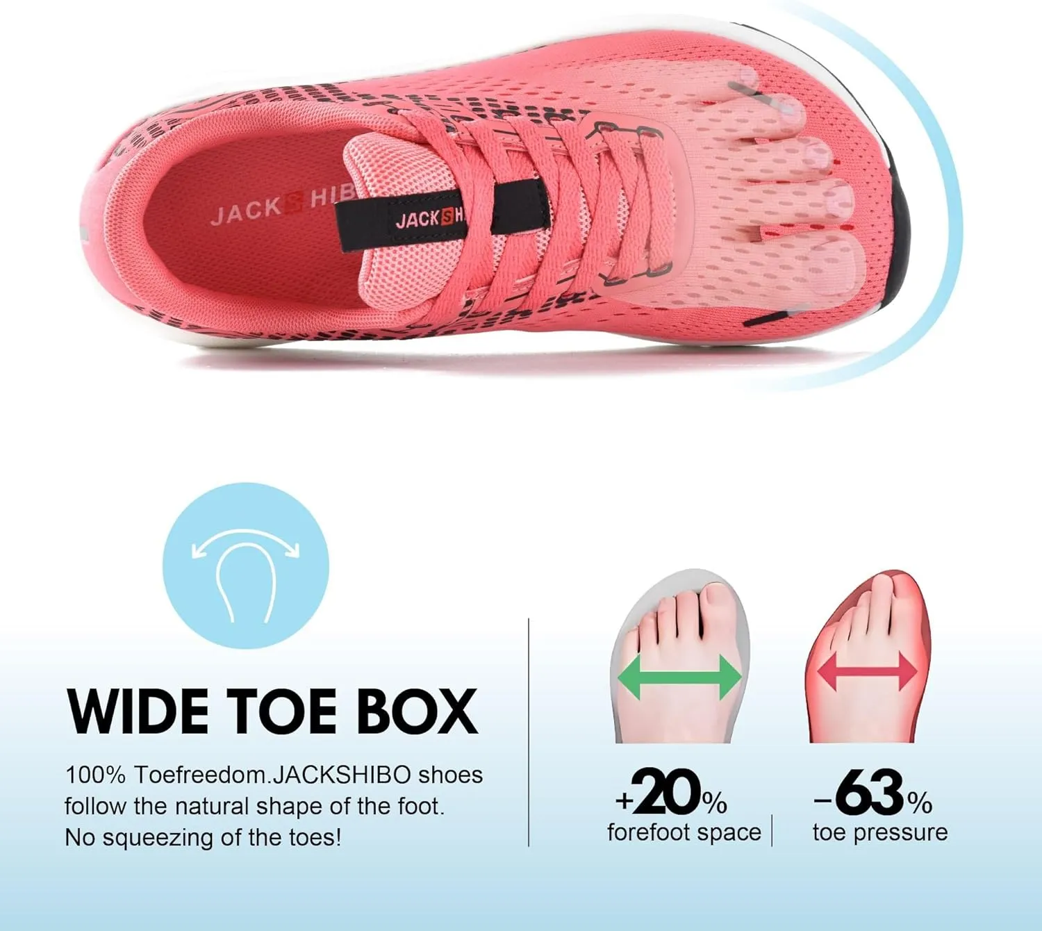 JACKSHIBO Wide Toe Box Shoes Women Arch Support Wide Sneakers for Running Walking Athletic Tennis Orthopedic Plantar Fasciitis Workout with Thick Cushion Zero Drop Sole Width Shoes