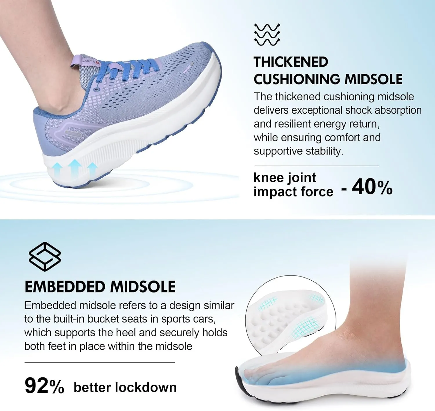 JACKSHIBO Wide Toe Box Shoes Women Arch Support Wide Sneakers for Running Walking Athletic Tennis Orthopedic Plantar Fasciitis Workout with Thick Cushion Zero Drop Sole Width Shoes