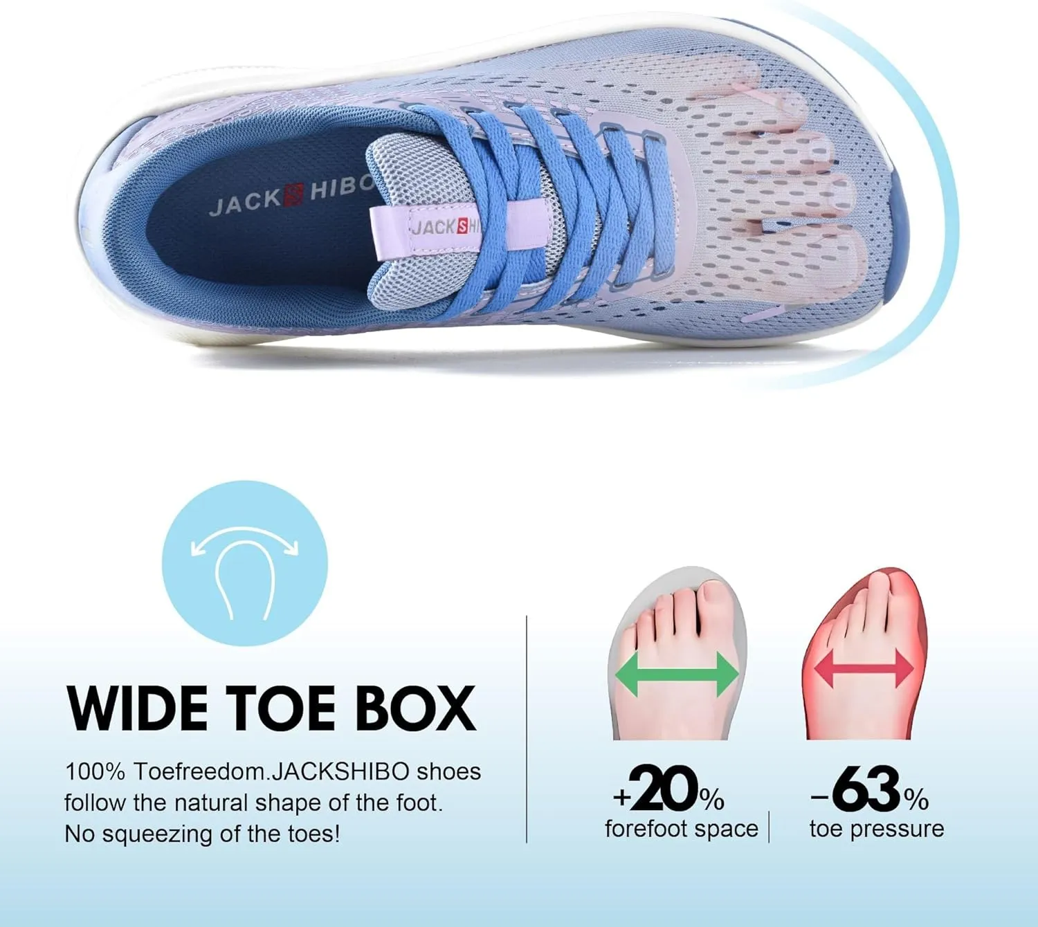 JACKSHIBO Wide Toe Box Shoes Women Arch Support Wide Sneakers for Running Walking Athletic Tennis Orthopedic Plantar Fasciitis Workout with Thick Cushion Zero Drop Sole Width Shoes