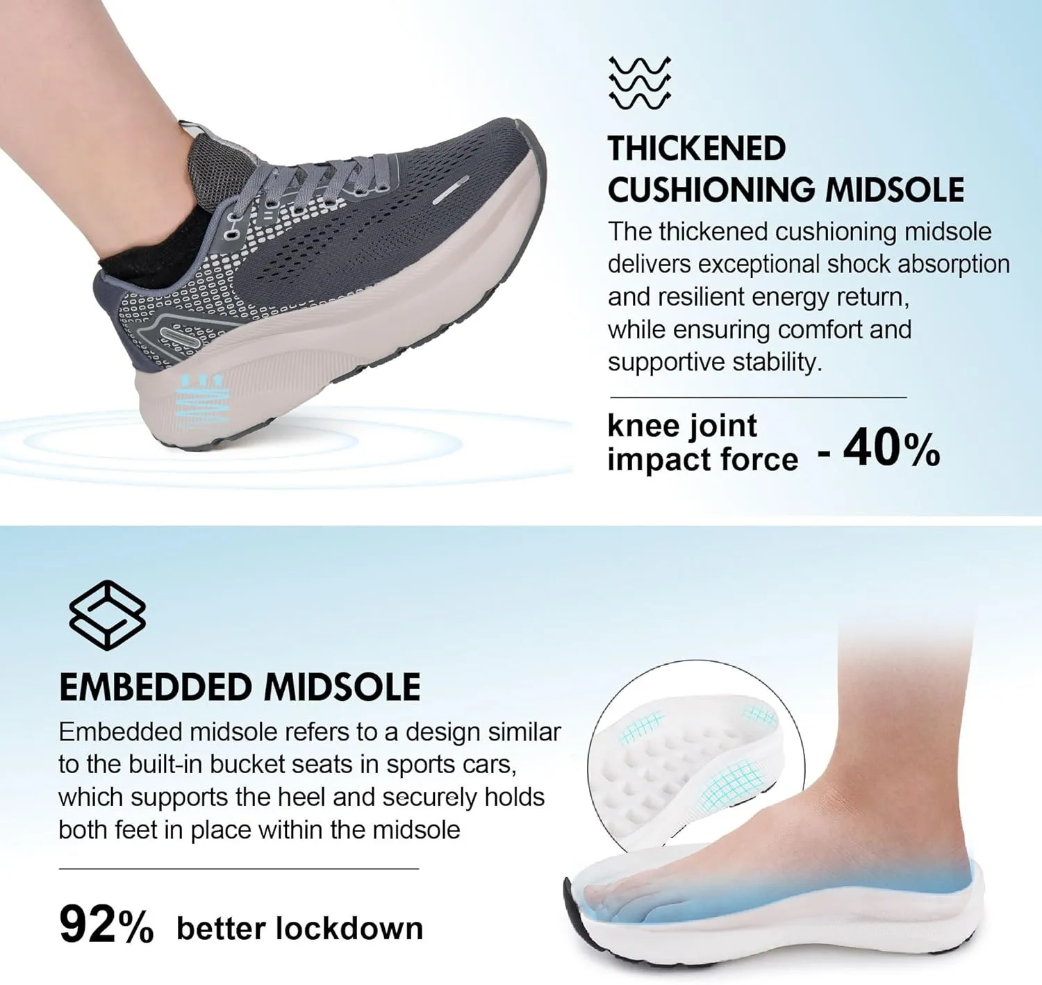 JACKSHIBO Wide Toe Box Shoes Women Arch Support Wide Sneakers for Running Walking Athletic Tennis Orthopedic Plantar Fasciitis Workout with Thick Cushion Zero Drop Sole Width Shoes