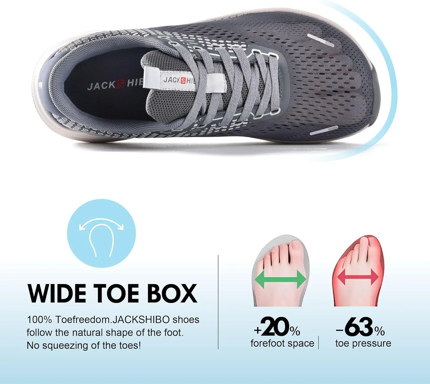 JACKSHIBO Wide Toe Box Shoes Women Arch Support Wide Sneakers for Running Walking Athletic Tennis Orthopedic Plantar Fasciitis Workout with Thick Cushion Zero Drop Sole Width Shoes